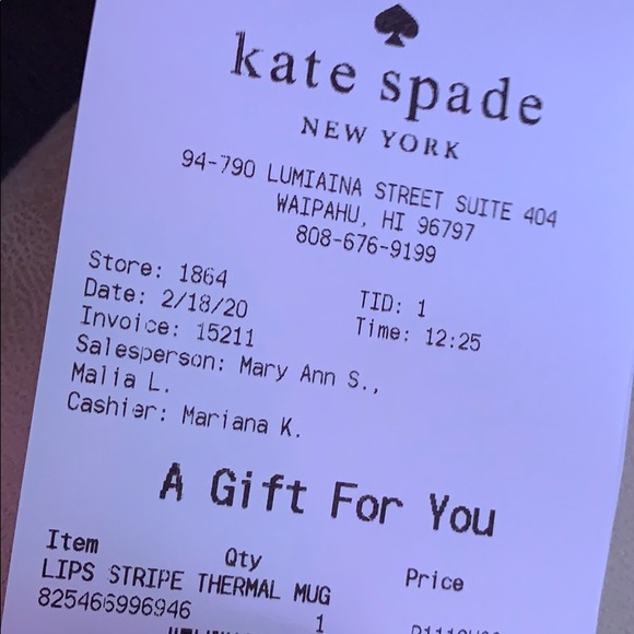 Kate ♠️ Spade NY Lips 👄 Stripe 16oz Thermal Mug - Picture 7 of 8